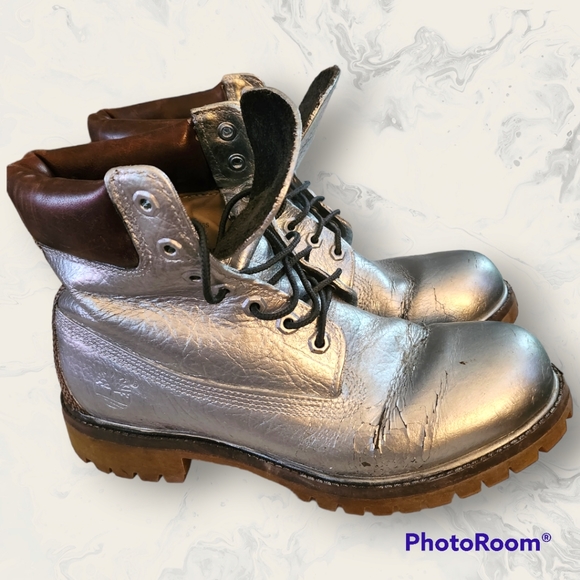 Timberland Custom Painted Silver Size US 9.5 - Picture 3 of 7